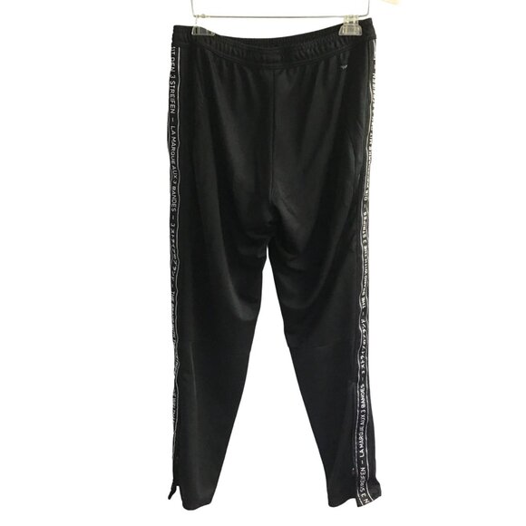 ADIDAS- MEN BLACK ELASTIC WAIST PULLOVER TAPPER LEGS SWEATPANTS SIZE MEDIUM - Picture 2 of 6